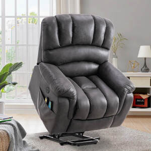 VIVIJASON Large Power Lift Chair Electric Recliner with Heat & Massage for Elderly Big People, Heavy Duty and Safety Motion Wide Recliners with 2 Remote Controls, Side Pockets & USB Ports