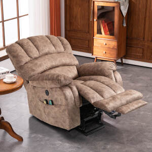 VIVIJASON Large Power Lift Recliner Chair with Heat & Massage for Elderly Big People, Overstuffed Wide Electric Lift Chair with Extended Footrest, 2 Remote Controls, Side Pockets & USB Ports