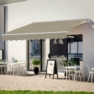 EPICOZY 13' x 8' Manual Retractable Awning, Patio Awnings Sunshade Shelter Cover with Crank Handle and Water-Resistant Polyester, Outdoor Canopy Sunsetter Awnings for Door, Window, Deck. UPC: 717206459951