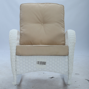 VIVIJASON 2 Piece Patio Wicker Rattan Rocker Chair, Outdoor Rattan Rocker Chair with Cushions & Steel Frame, All-Weather Rocking Lawn Wicker Furniture for Garden Backyard Porch (White Wicker/Beige), ASIN#B0DBLMF3MQ