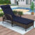 Dark Brown Wicker/Navy Blue Cuhsion