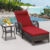 Dark Brown Wicker/Red Cuhsion