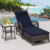 Dark Brown Wicker/Navy Blue Cuhsion