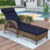 Light Brown Wicker/Navy Blue Cuhsion