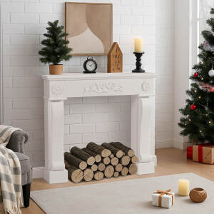 EPICOZY Modern Fireplace Mantel Surround, Decorative Wooden Freestanding Mantel for Electric Fireplace, Waterproof & Anti-Tipping, Premium MDF Mantel with Leg for Living Room