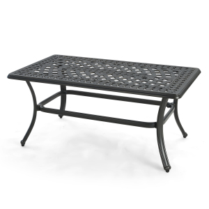 VIVIJASON Cast Aluminum Outdoor Coffee Table, Rectangular Patio Conversation Table, Rust-Resistant All-Weather Center Table for Deck, Backyard, Porch, Antique Bronze